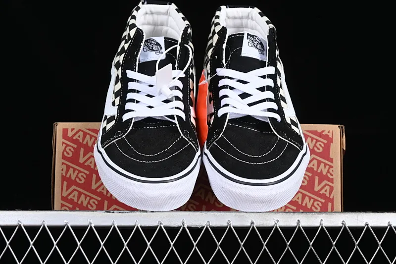 All categories Vans Vans series Vans Mid Vans China Vans Sk8-Mid black and white checkerboard mid-top casual sneakers VN0A391FQXH